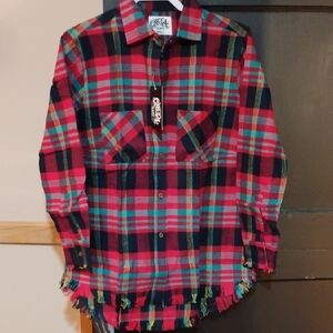 Vibrant Plaid Button Down Shirt - Red and Green